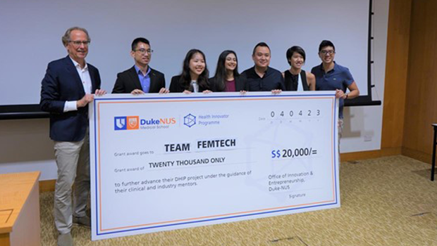  Multidisciplinary teams comprising medical, business and engineering students from NUS faculties compete in Duke-NUS’ Health Innovator Programme’s ‘shark tank’-style pitch event for S$20k to advance their inventions  Two provisional patents filed for 1) a more effective system for in vitro fertilisation and 2) a device to prevent perinatal tears during birth
